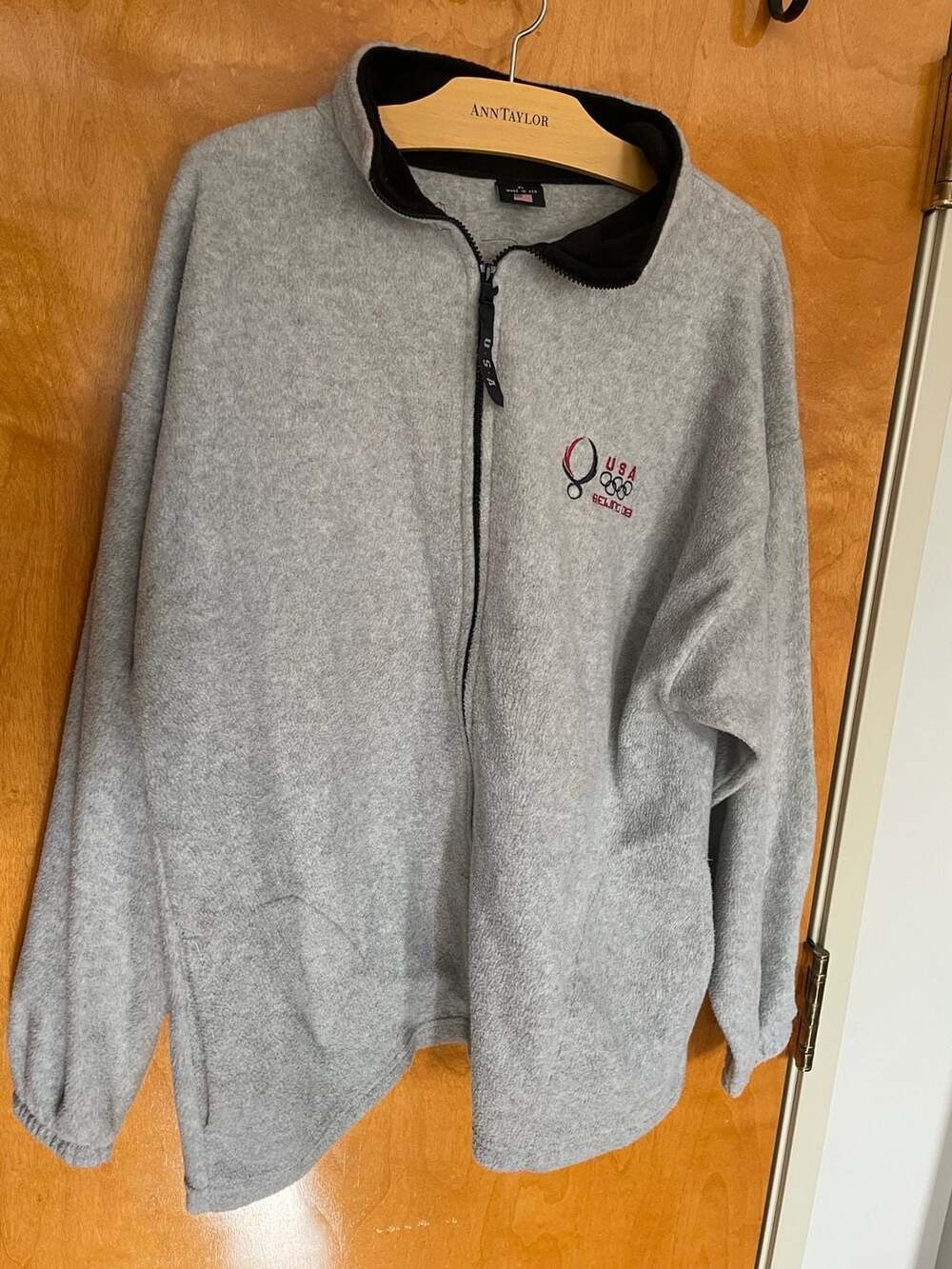 USA Olympic Beijing 08 Full Zip Fleece Jacket Gray XL